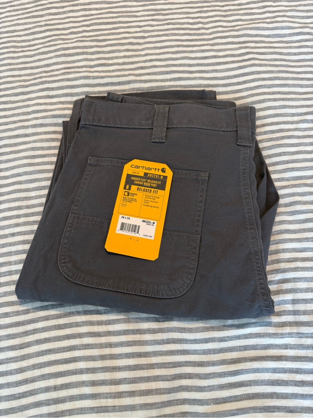 NWT Carhartt Rugged Flex Relaxed-Fit Canvas Pant - Charcoal
